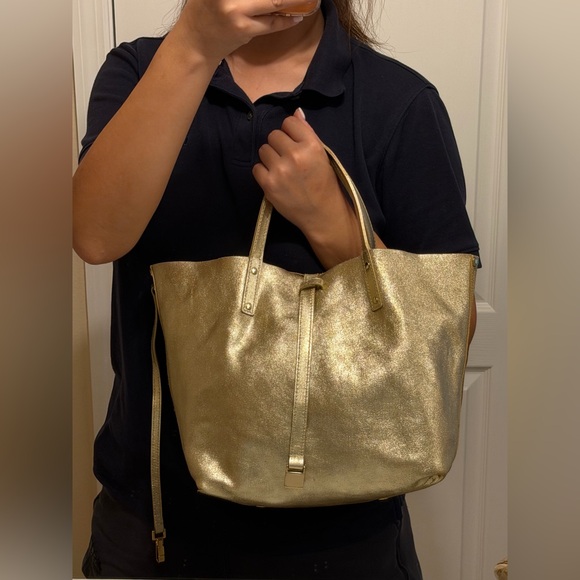 Tiffany & Co. Reversible Tote Bag Metallic Gold Leather/Mustard Suede - Picture 10 of 16